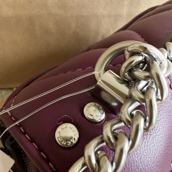 Coach CJ526 Mini Klare Puffy Diamond Quilt Crossbody Deep Berry Handbag Leather - Picture 6 of 8